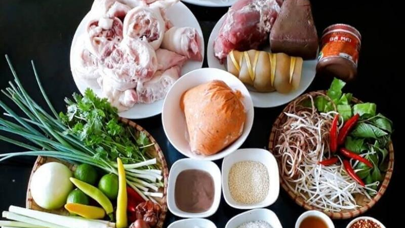 nguyên liệu nấu bún bò Huế